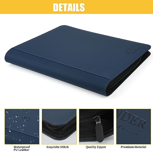 Image of Toploader Binder,Toploader Hard Cases, 9-Pocket Pages Sleeves Hold up 288 Cards.Toploader Card Binder with Sleeves for inch3x4 inch rigid,Card Holder(blue)