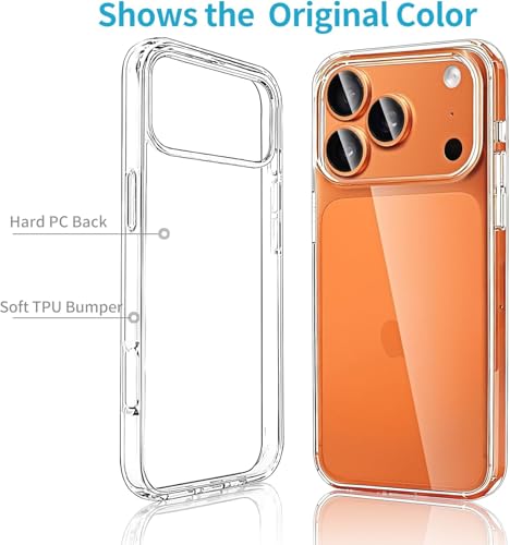 Image of ClearShield Transparent Back Cover for iPhone 17 Pro, Hybrid PC & TPU Shockproof Design, 360 Degree Protection Crystal Clear Case, Anti-Scratch Armor Mobile Phone Cover