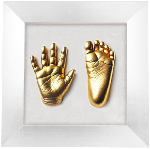 Your Design Baby Abdruck: 3D-Abform-Set für Baby-Hand- & Fußabdruck mit Holzrahmen, 24 x 24 cm (Gipsabdruck, Handabdruck, Geburtstag)