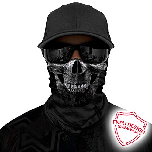 LAOKE Skull Face Mask Dust Wind Sun Protection Seamless 3D Tube Mask Bandana for Men Women Durable Thin Breathable Skeleton Mask Motorcycle Riding Biker Fishing Cycling Sports (Black-b)