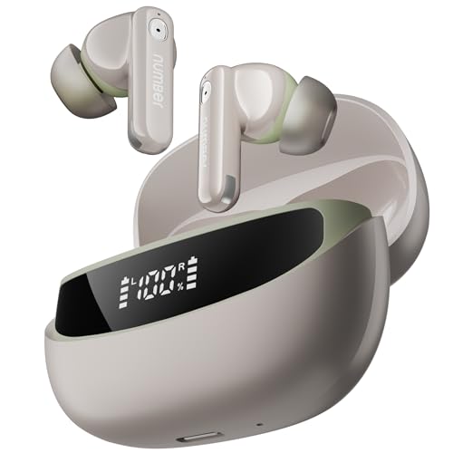 Image of Number Navo Buds Z1 TWS Earbuds | 72H Playtime | Digital Display Case | Quad-Mic ENC | Dual Pairing | Hi-Bass 13mm Drivers | Quick Charge | 35ms Low Latency | IPX5 | Touch Controls | (Spring Beige)