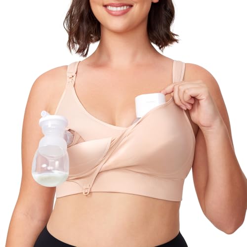 Momcozy Hands-Free Pumping & Nursing Bra, All-in-One Breastfeeding Pump Bra, Fixed Padding for Shape & Support