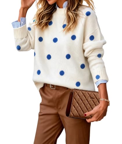 Image of EARKOHA Womens Fair Isle Sweater Vintage Kint Fall Winter Outfits