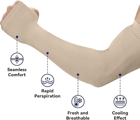 Mangas Brazos Protección UV con Pulgar para Hombre Mujer Deportes Verano Fútbol Golf Ciclismo