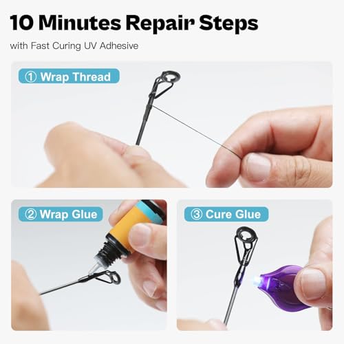 Image of Fishing Rod Tip Repair Kit with Glue /Supplies /Step-by-Step Instructions
