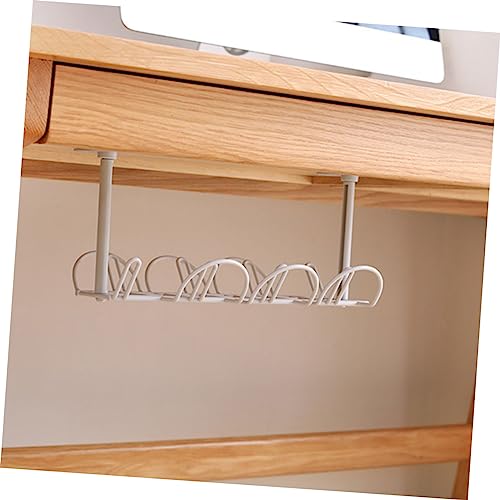 Angoily juego de 2 bandejas organizadoras de cables para debajo del escritorio para gestión eficiente de cables diseño en blanco y gris miniatura 5