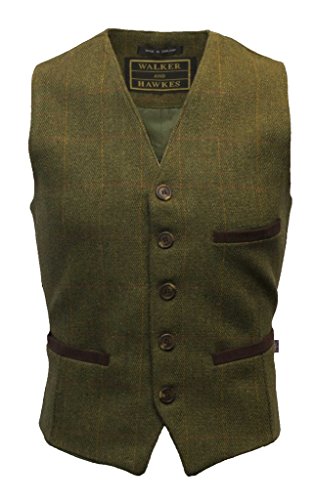 Walker and Hawkes - Gilet in Tweed Formale - Rivestito in Teflon - Uomo - Salvia Scuro - 2X-Large