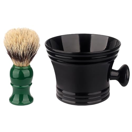 Dasbsug Juego de 2 brochas de afeitar, cuenco de jabón, espuma con jabón de afeitar para hombre Create Rich Cream
