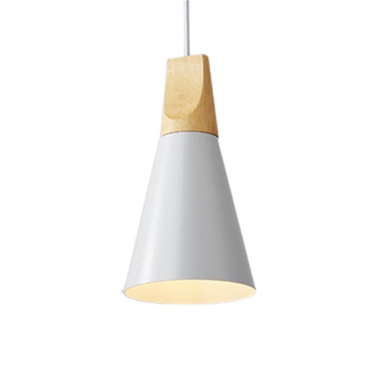 YGZPALH Wooden Modern Pendant Light Black Aluminum Nordic Chandeliers 1-Light Unique Rustic Dining Room Hanging Light Wooden Dome Pendant Light Fixture for Foyer,Hallway,Foyer,Bedroom (White)