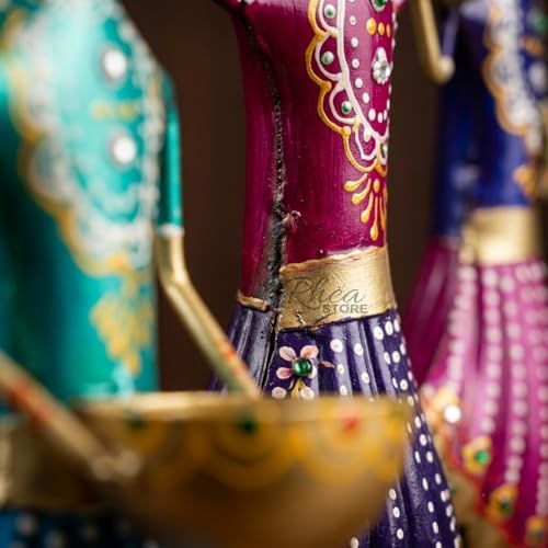 Image of Rajasthani Showpiece Set of 3 | Handcrafted Metal Table Decor | 11x5x2 Inch, 300g Each | Traditional Home Decoration Items for Living Room | Ethnic Figurine & Housewarming Gift