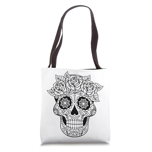 Bolso Tote para Adultos con Diseño Floral y Calavera miniatura 1