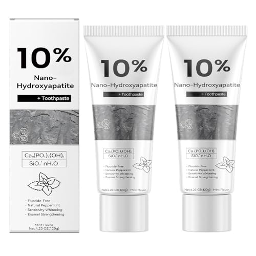 Pasta Dental con Nano-Hidroxiapatita al 10% (Pack de 2) – Sin Flúor, Fortalece el Esmalte y Proporciona Aliento Fresco Duradero con Sabor Natural a Menta para el Cuidado Oral Diario