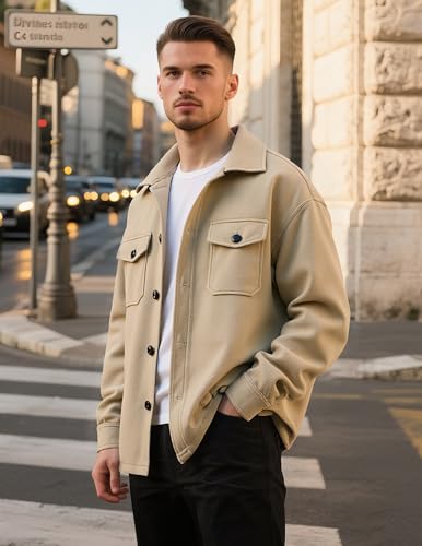 ZAFUL Men's Wool Blend Overcoat – Solid Color Single Breasted Long Winter Coat with Flap Pockets Jacket2