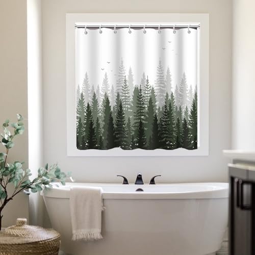 Ruelvth Green Forest Shower Window Curtain for Bathroom 40x36 Inch