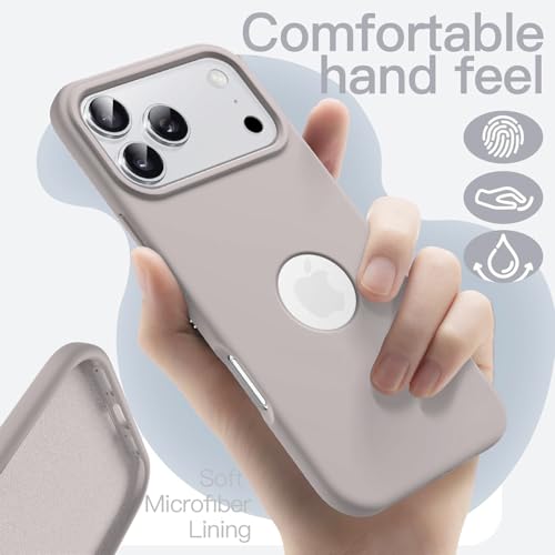 Image of Elzzi Microfiber Cover Compatible for iPhone 17 Pro Max Case Silicone Cases Protective Anti Fingerprint Non Slippery Shockproof Back Covers (Stone Grey)