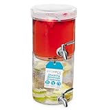 BIRDROCK HOME Stacking Beverage Dispenser with Stainless Steel Spigot and Lid | Hammered Glass Drink Jar for Iced Beverages, Water, Lemonade, Sangria, Tea | Ideal Party Pitcher Container - 2 Gallon