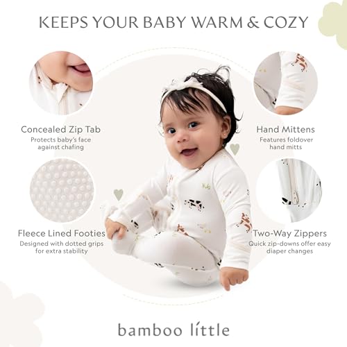 Image of Bamboo Little Soft Baby Footie Pajamas, Baby Clothes, Newborn Sleepers, 95% Viscose and 5% Spandex, 0-24 Months