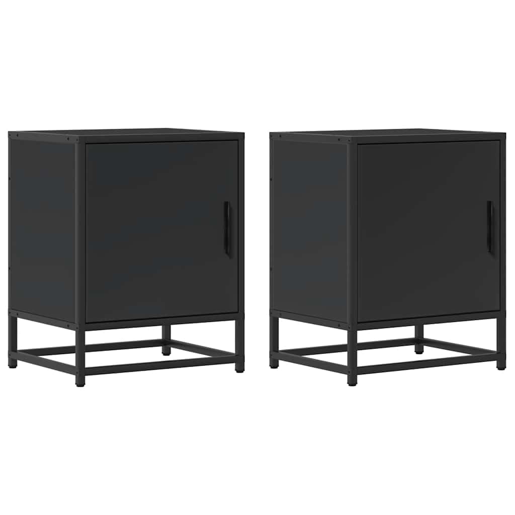 Table de chevet noire par 2 au design industriel idéal pour sublimer le salon ou la chambre