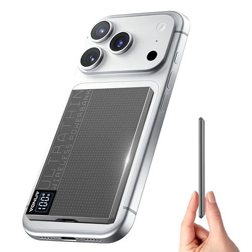 Magnetic Portable Charger 5000mAh with 15W Wireless & 20W PD Fast Charging,Ultra-Slim Travel-Ready Design,LED Display & Premium Metal Shell,Compatible with iPhone 16/15/14/13 Pro/Pro Max/Plus