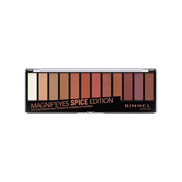 Rimmel London Magnif'Eyes Eyeshadow Palette, 12 Shades, Blendable Formula, Versatile, 005, Spice, 0.5oz