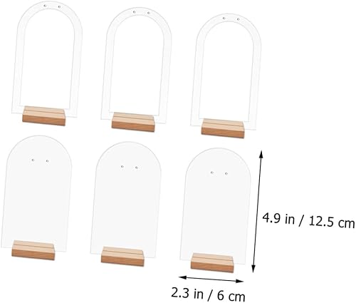 Miniatura 5 de Elegante soporte de acrílico para pendientes con base de madera, 6 piezas, soporte para venta al por menor para organizador de joyas