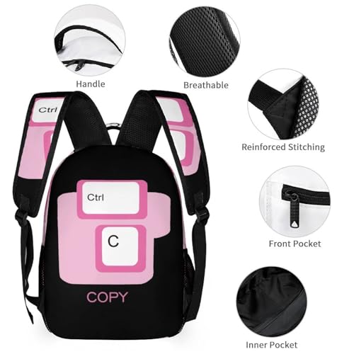 Ctrl C Copy Keyboard Funny Backpack Set Lunch Bag Pencil Case Makeup Bag 3 in 1 for Men Women Travel3