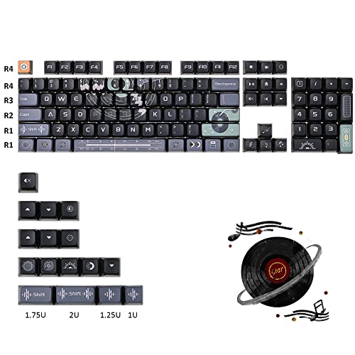 Image of Fogruaden Pudding Keycaps 60 Percent, 118 Dye-Sublimation Keycaps Set, ASA Profile Custom Keycap Mechanical Keyboard(Grey Sound)