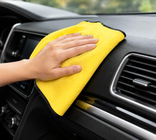 Image of BENAVJI Microfiber Cleaning Cloth Pack of 3 | 40x40 cm Ultra Soft Lint-Free Microfiber Towels | Multipurpose Cleaning Cloth for Car, Bike, Kitchen, Home, Super Absorbent, Reusable