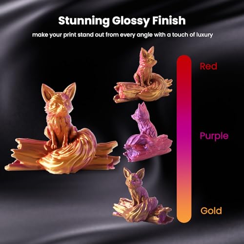 Image of Tri Color Silk PLA Filament 1.75mm Red Gold Purple 1KG, Shiny High Gloss Finish, Seamless Color Transition, Neatly Wound, Accuracy + /-0.02mm Vacuum Packaging