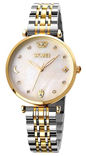 REGINALD Watches for Women Fashion Business Quartz Watches Stainless Steel Watches Waterproof Analog Watches (Gold)