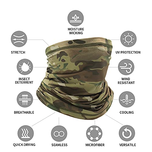 Agymo Cooling Camo Gaiter Face Mask, Uv Protection，Face Scarf Bandana, Breathable Lightweight(Green Camo) #TOP3