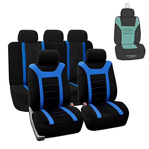 FH Group Car Seat Covers Combo Sports Full Set Blue Accessories Van Seat Covers , Airbag and Split Rear Car Seat Cover Universal Fit Interior Car Seat Protector Trucks SUV Car Automotive Seat Covers