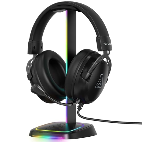 The G-Lab K-Stand Neon RGB – Soporte Auriculares con Iluminación RGB – Soporte Cascos Gaming con Botón ON/Off – Accesorio Gaming para PC PS5 Xbox Switch – Regalo Gamer Ideal | Nuevo