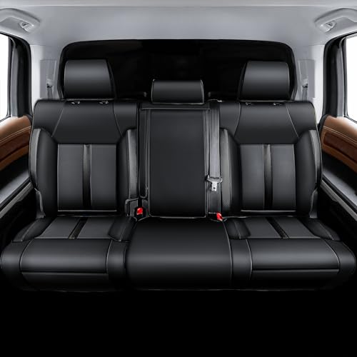 Image of Carlimeki Leather Seat Covers Custom Fit for Tundra 2014-2021 CrewMax | Fits SR, SR5, Limited, Platinum, 1794 Edition, TRD Pro, Capstone - Carbon Fiber - Premium Leather Fully Covered