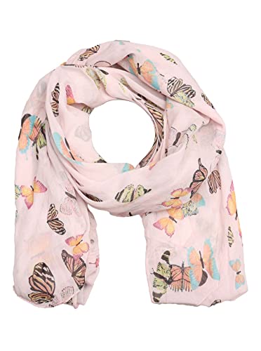 Preisvergleich Produktbild Zwillingsherz Seiden-Tuch im Schmetterling Design - Hochwertiger Schal für Damen Mädchen - luftiges Halstuch - Seidentuch / Seidenschal - weiche elegante Chiffon-Stola - Frühling Sommer Herbst Winter