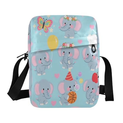 Lovely Grey Elephant messenger bag for women mens shoulder bags crossbody Cross Body Purses Adjustable Strap for Shopping School