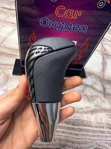 Image of CarOxygen GR Sport Carbon Fiber Gear Knob - Universal Car Gear Shift Knob with Red Stripe, Premium Racing Style Shifter Handle for Manual