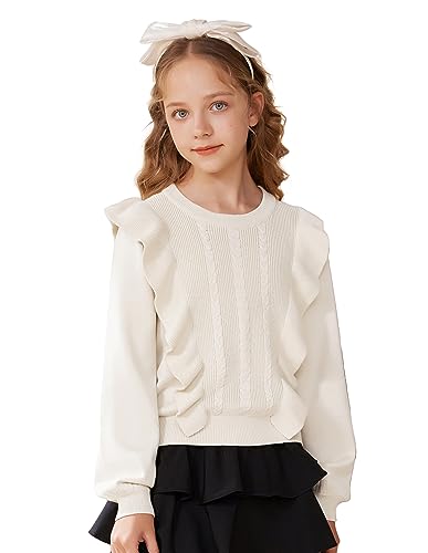 GRACE KARIN Mädchen Rüschen Knitwear Kinder Pullover Langarm Rundhals...