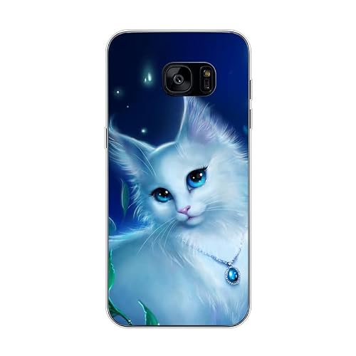 KARTXITAI Case Compatible with Samsung Galaxy S7 Edge,Shockproof Slim Thin Silicone Protective Anti-Fingerprint Anti-Scratch Anti-Fall Phone Cover - cat, Kitty, Pussy