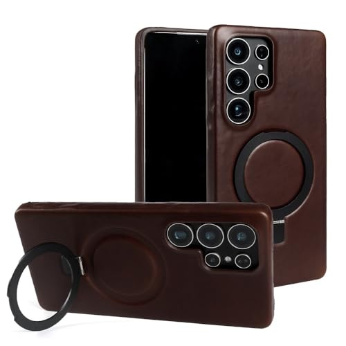 Étui en cuir véritable pour Samsung S25 Ultra coque de luxe marron foncé