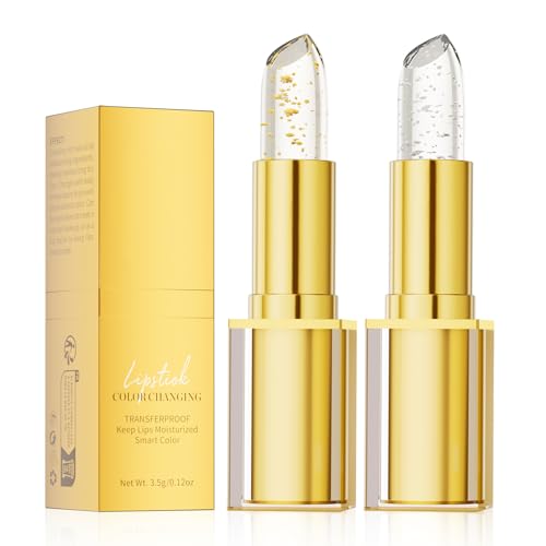 QIC Transferproof Color Changing Lipstick,Color Changing Lipstick for Women Girls,Temperature Change Moisturizer,Waterproof Moisturizer Lip Balm(Gold Foil)