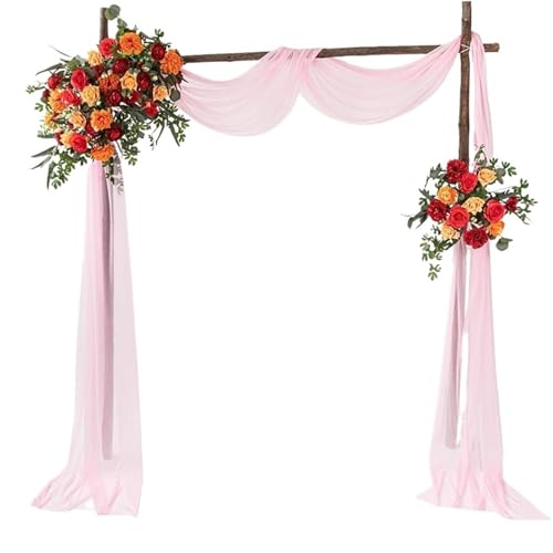 Tenture Mariage en mousseline rose pour masquer et embellir une arche nue