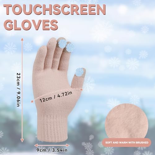 OZERO Scarf and Gloves Set for Women: Warm Knit Touchscreen Glove Slouchy Polar Fleece Lined Beanie Hat Scarf3