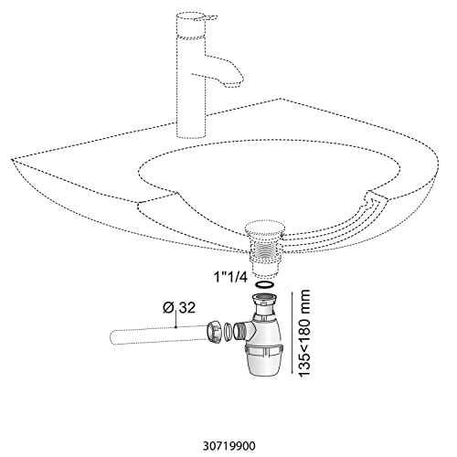 Lavabo lave main suspendu en céramique compacte avec siphon anti odeur - 8
