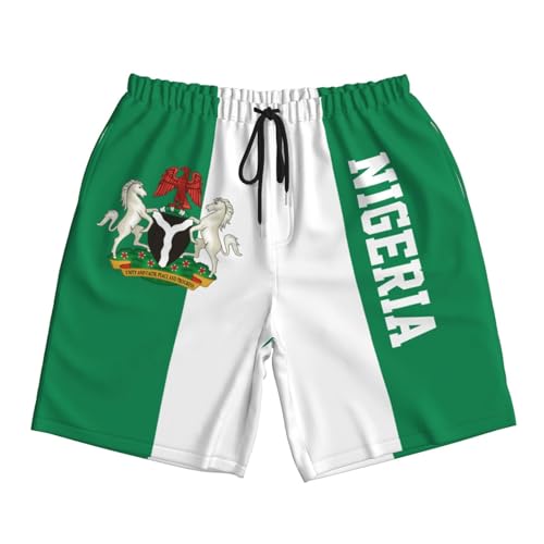 Nigeria Flag Nigerian Emblem Beach Shorts Beachwear Board Short Swim Trunks for Men3