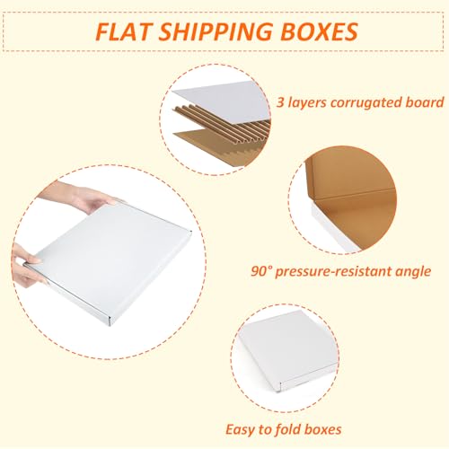 Image of HORLIMER 12x9x1 inches Shipping Boxes Set of 25, White Corrugated Cardboard Box Literature Mailer