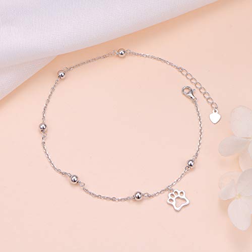 Image of FLYOW S925 Sterling Silver Anklet for Women Summer Boho Beach Charm Adjustable Foot Ankle Bracelet Jewelry Birthday Gift