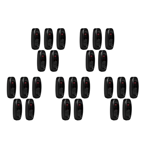 Generic 5 Pcs Black Plastic Inline Cord Switch with LED Indicator, On/Off Toggle Switch for Bedroom Table or Desk Lamp