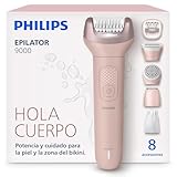 Philips Depiladora Serie 9000 – Depiladora eléctrica inalámbrica, uso en seco y mojado, para piernas, cuerpo y zona del bikini; con ProGuide, 8 accesorios, 60 minutos de autonomía, modelo BRE719/00