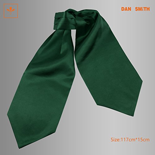 Dan Smith Green Solid Mens Ascot Perfect Fashion Polyster Cravat Contemporary Gift Idea Dra7E01O Dark Green #TOP2